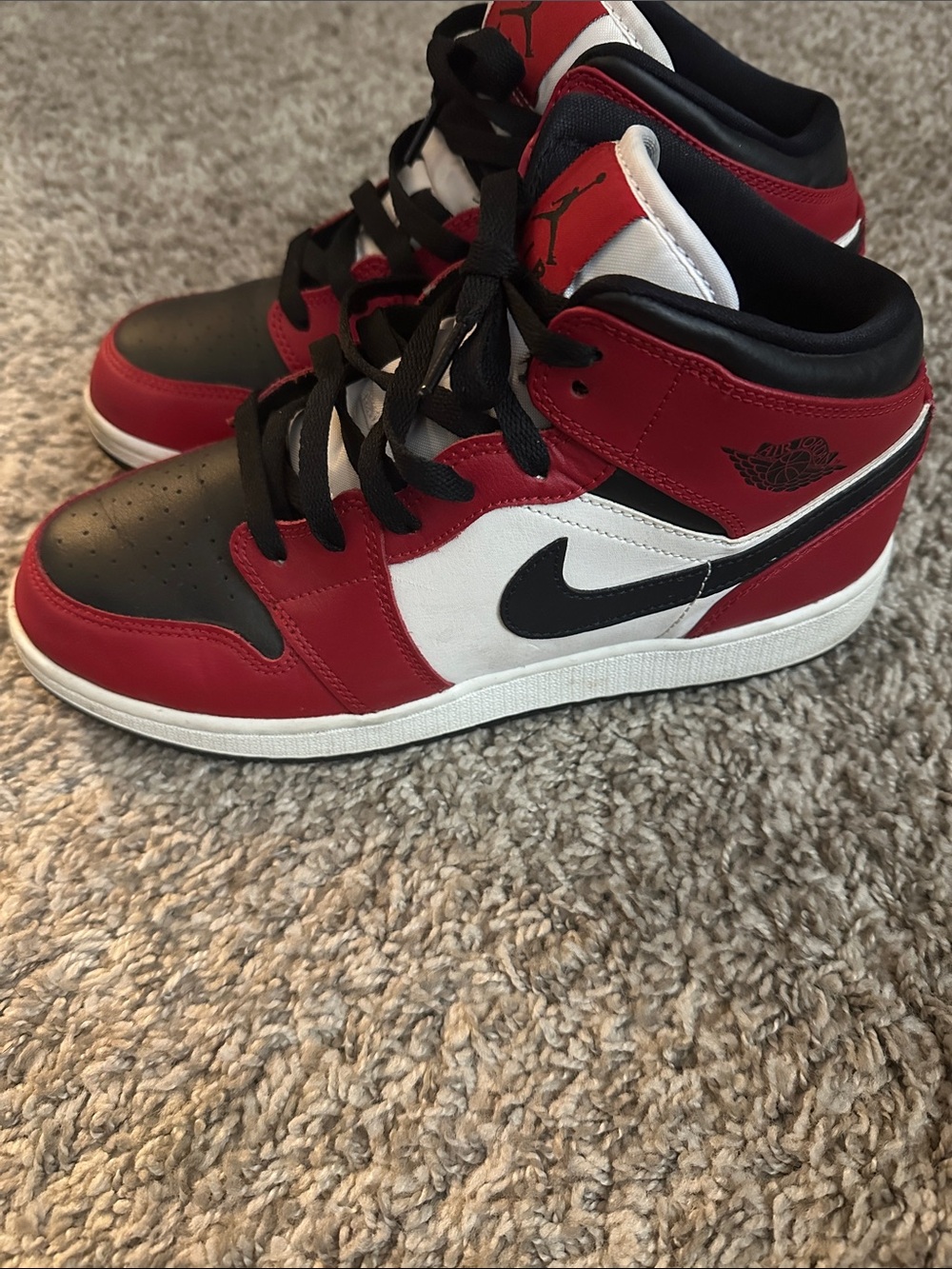 Nike Grade School Red Black White Jordan High-Top Mid Sneakers